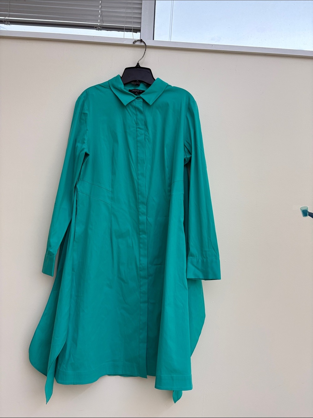 Lafayette 148 New York Teal Long-Sleeve Shirt Dress